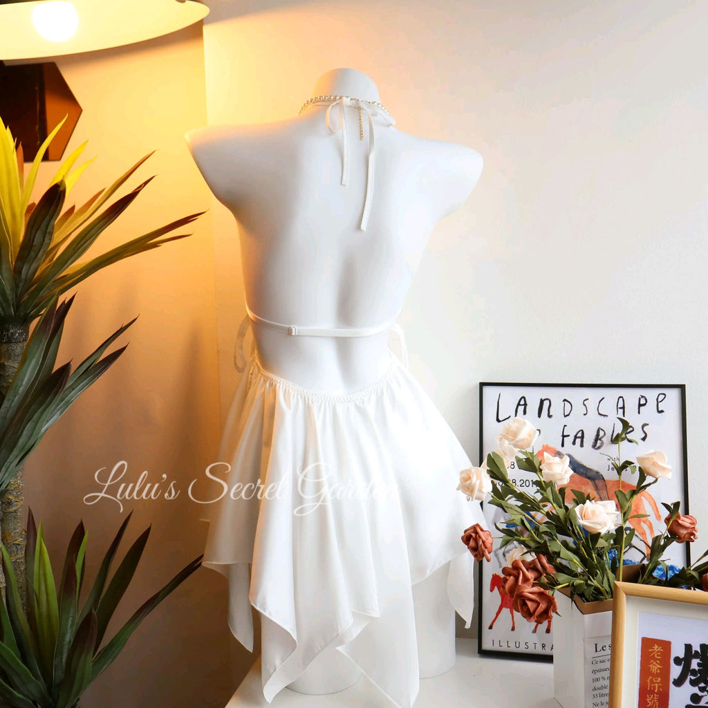 LULU 1026-Sexy Backless Butterfly Design Ice Silk Comfortable Minimalist Home Nightdress Pajama Set