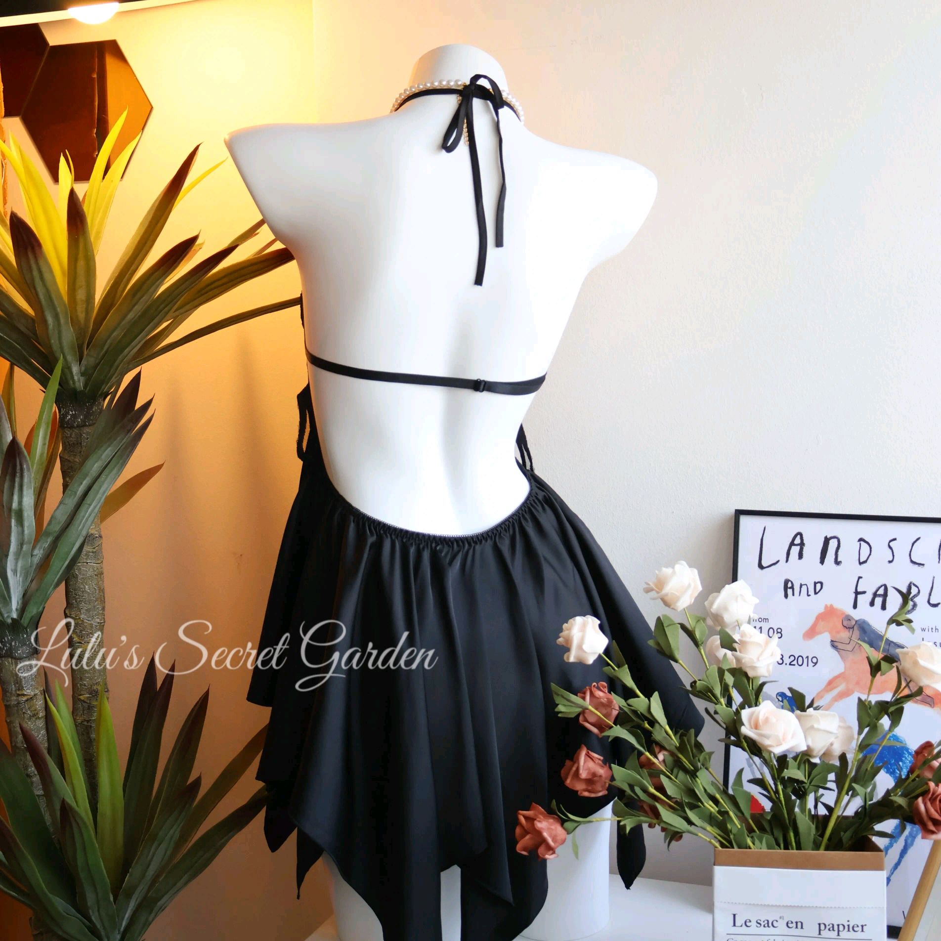 LULU 1026-Sexy Backless Butterfly Design Ice Silk Comfortable Minimalist Home Nightdress Pajama Set